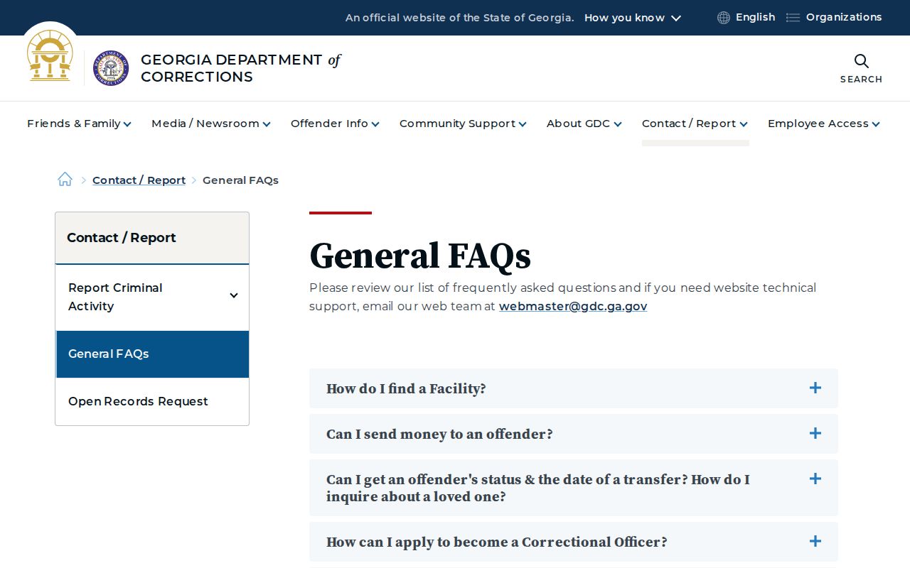 Georgia Department of Corrections Dooly County offender search record interface